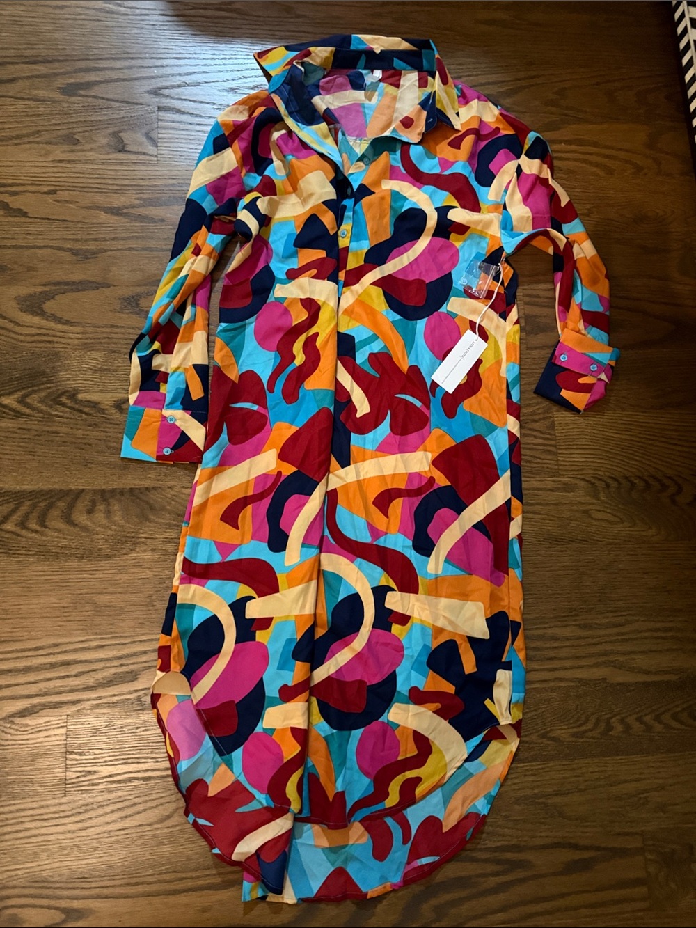Live 4 Truth Bright Abstract Multi-Color Long Sleeve Shirt Dress